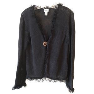 Chico’s Black Fringe Cardigan XL